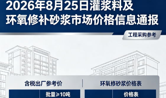 新州镇2026年8月25日灌浆料及环氧修补砂浆市场价格信息通报